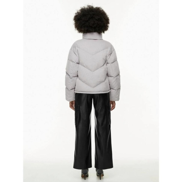 NWT WILFRED Cloud Puff Coat Gull Grey Cush Cord Corduroy Jacket M Aritzia - Picture 2 of 14